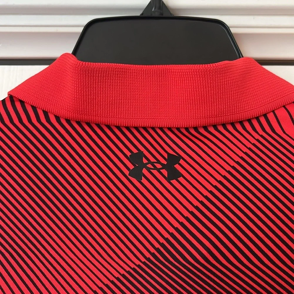 Under Armour Red & Black Polo style T Shirt Youth Large